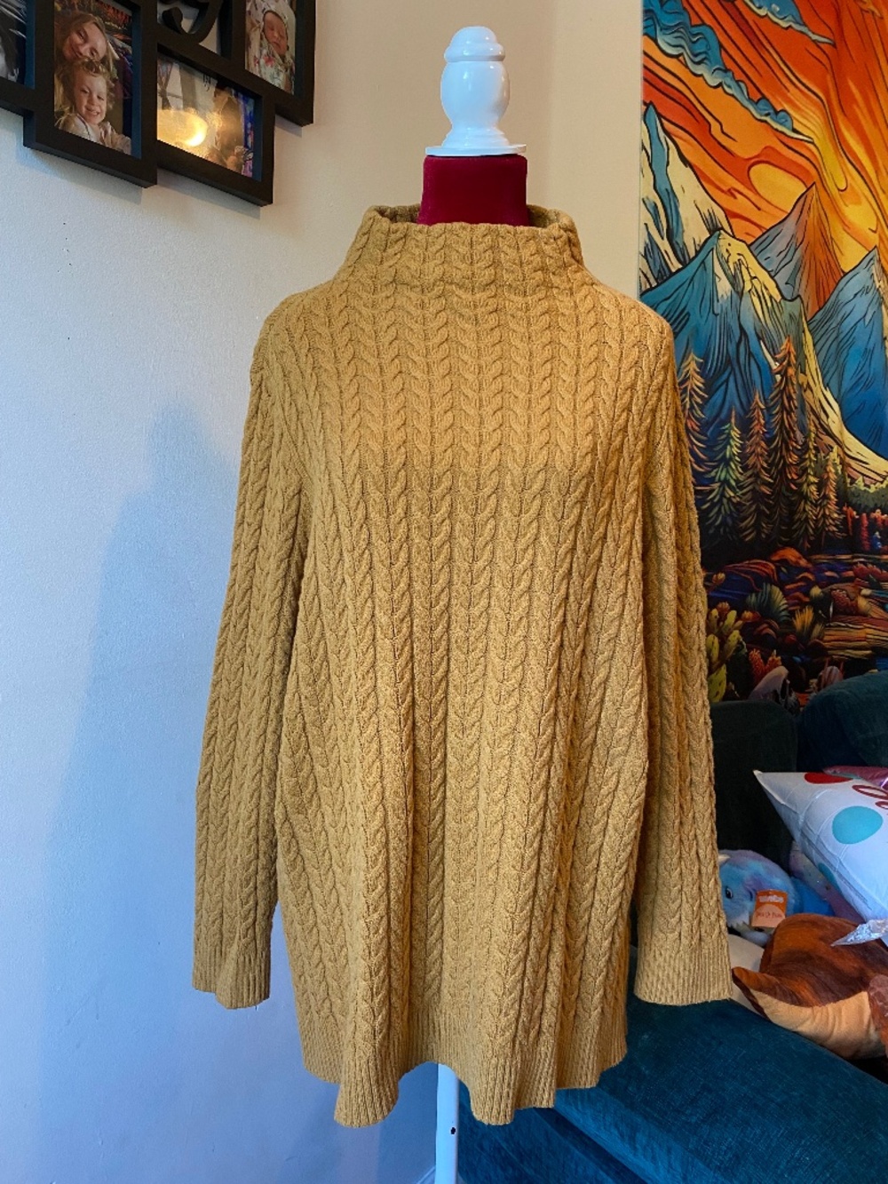 Mustard Cable Knit Sweater